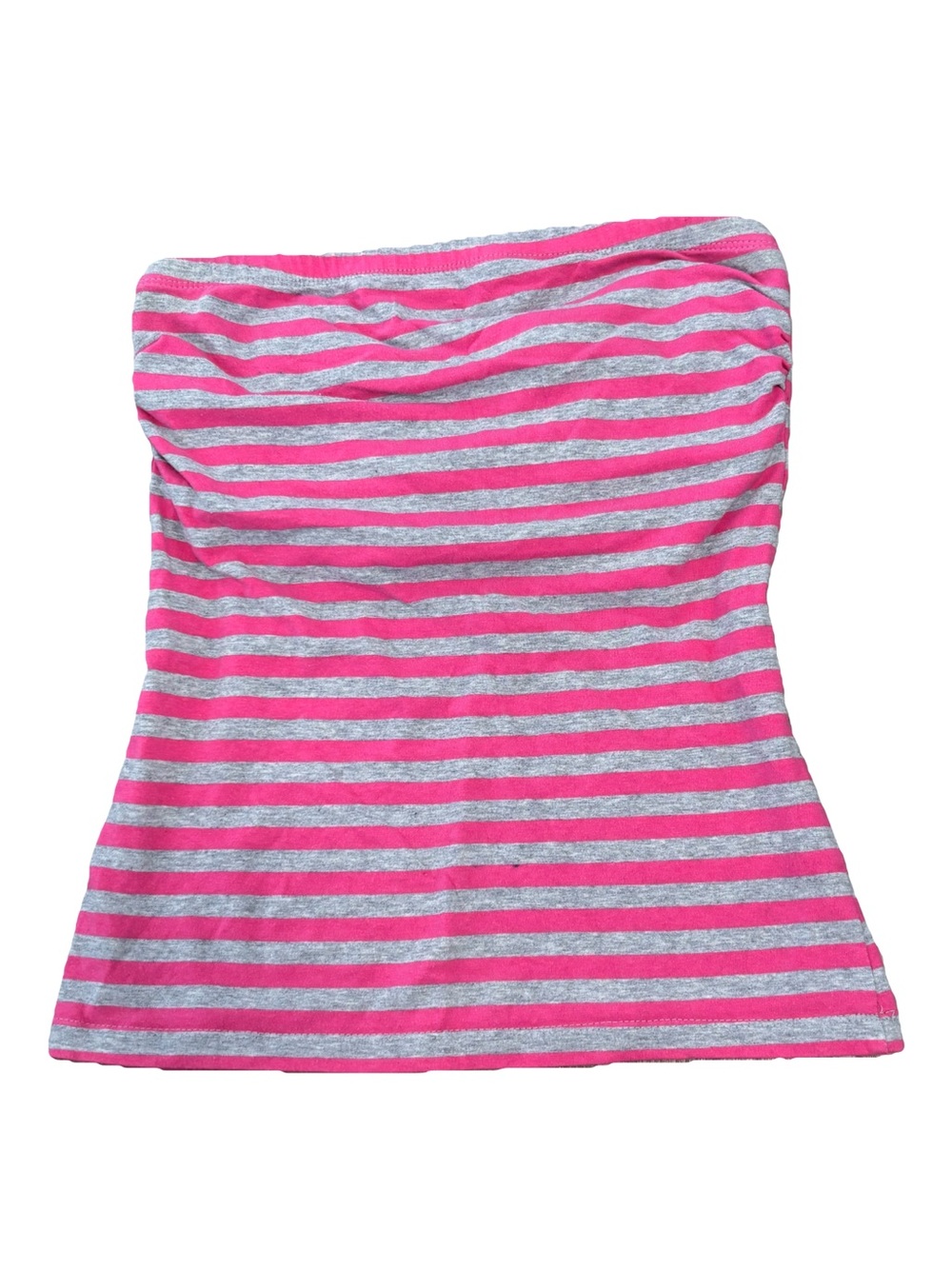 Warehouse Pink and Gray Striped Strapless Tube Top
